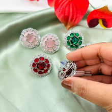 Load image into Gallery viewer, American Diamond Silver Big Stud Earrings
