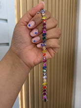 Load image into Gallery viewer, Single Line Multicolor Mixed cuts Stone Solitaire Bracelet
