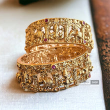 Load image into Gallery viewer, Set of 2 bangle set ruby kemp stone Ganesha Elephant openable bangles
