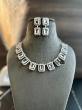 Load image into Gallery viewer, Designer Silver Finish American Diamond Necklace set
