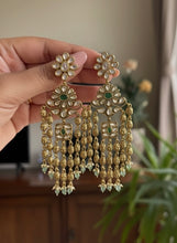 Load image into Gallery viewer, Long Dangling Golden Temple Ethnic Earrings
