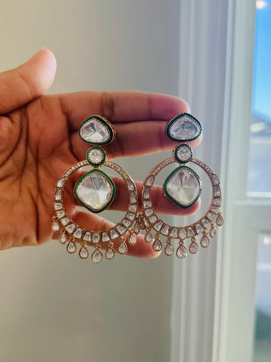 Moissanite Premium Chandbali Earrings