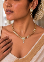 Load image into Gallery viewer, American  Diamond Simple dainty designer Necklace set Temple jewelry
