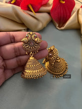 Load image into Gallery viewer, Peacock Bahubali Golden Jhumka Drop earrings
