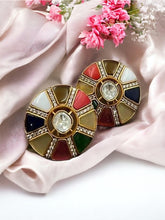 Load image into Gallery viewer, Designer moissanite Navratna Multicolor Stud earrings
