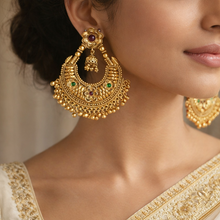 Load image into Gallery viewer, Multicolor Temple Ethnic Chandbali Earrings temple jewelry
