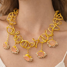 Load image into Gallery viewer, Contemporary spiral Designer Pink Natural Stone Necklace
