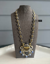 Load image into Gallery viewer, German silver Blue Ganesha Long Statement Necklace
