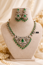 Load image into Gallery viewer, Tayani Gold Plated Green Peacock Victorian Necklace set

