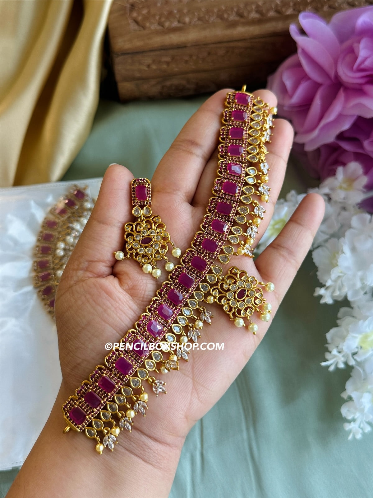 Kempu stone jewellery hotsell
