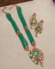 Load image into Gallery viewer, Solitaire Floral Rose Gold MM pink Mint Pearl Multicolor Premium Mid Length set
