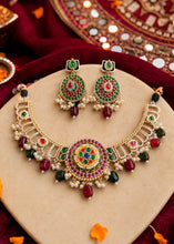 Load image into Gallery viewer, German silver Round Pachi Fusion Multicolor Necklace set
