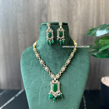 Load image into Gallery viewer, Tayani Gold plated Emerald Green Doublet Dainty Necklace set
