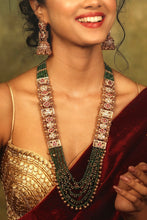 Load image into Gallery viewer, Heritage Rajwadi Dainty Green Pearl Long Mala Necklace set

