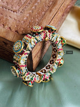 Load image into Gallery viewer, Statement Kundan Meenakari Jadau Kundan Rajasthani Openable Single Bangle
