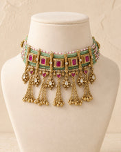 Load image into Gallery viewer, Ruby Green Heritage Swaroski Choker necklace set

