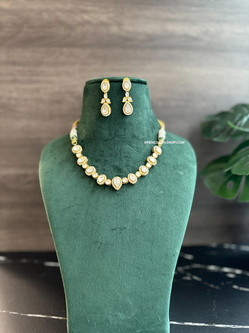Moissanite Single Line Dainty Necklace set