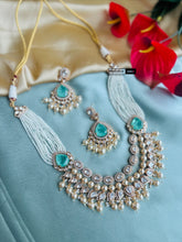 Load image into Gallery viewer, Mint Doublet Tayani 22k gold plated double layer necklace set
