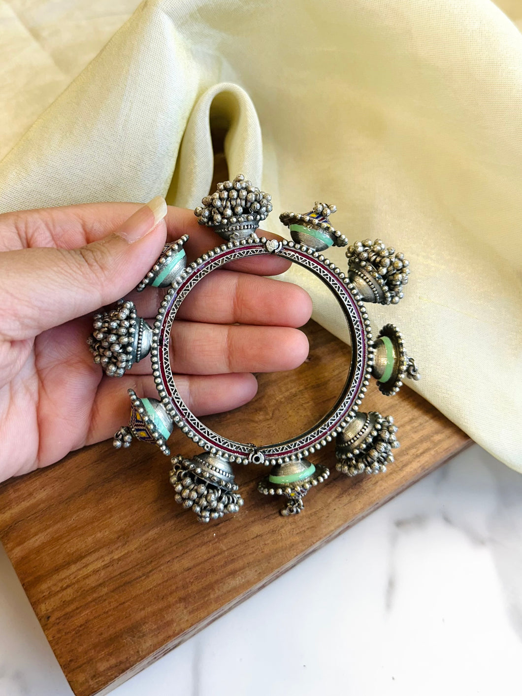 German Silver enamel Pacheli Openable Bangle kada
