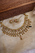 Load image into Gallery viewer, Heritage Rajwadi Green Ruby Designer Statement Necklace set
