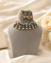 Load image into Gallery viewer, Sabya Inspired Celebrity Multicolored Gemstones Choker Premium Necklace set
