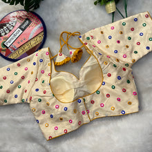 Load image into Gallery viewer, 38-42 Gold Multicolor Foiled Mirror Embroidery Blouse
