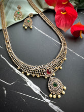Load image into Gallery viewer, Long Haram Multicolor Cz temple ethnic Dainty Necklace set
