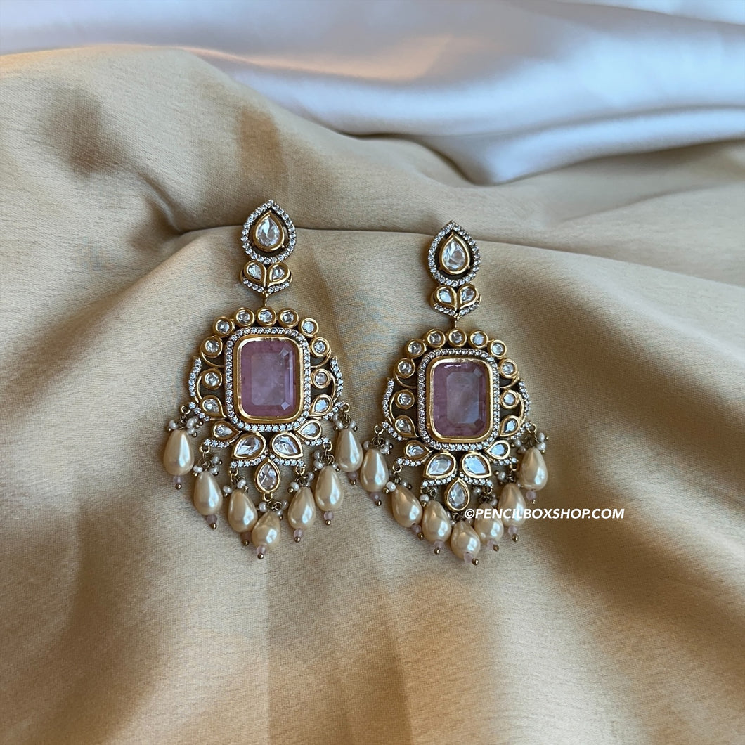 Multiple colors-Tayani 22k gold plated Doublet Pearl Dangling earrings