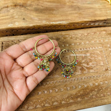 Load image into Gallery viewer, Multicolor Polki Small pearl jhumki Hoop earrings
