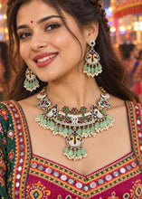 Load image into Gallery viewer, German Silver multicolor Stone Statement Necklace set
