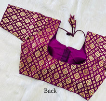 Load image into Gallery viewer, 38-42 Wine Banarasi Jaquard Silk Blouse
