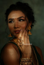 Load image into Gallery viewer, Golden Brass Krishna Deer Ring Ethnic adjustable
