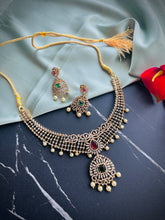 Load image into Gallery viewer, Multicolor Cz temple ethnic Dainty Necklace set
