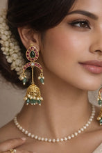 Load image into Gallery viewer, Kemp stone Earrings jhumka ethnic
