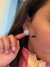 Load image into Gallery viewer, Diamond look Premium Solitaire Layered baguette pave Hoop Earrings

