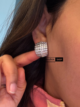 Load image into Gallery viewer, Diamond look Premium Solitaire Layered baguette pave Hoop Earrings
