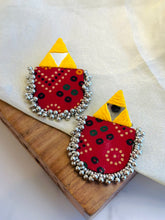 Load image into Gallery viewer, Printed Fabric Oxidised Handmade earrings
