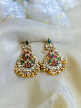 Load image into Gallery viewer, Pachi Kundan Multicolor Flower Statement Designer Earrings

