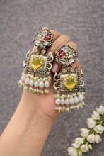 Load image into Gallery viewer, German silver lookalike Pachi Pearl Dangling earrings
