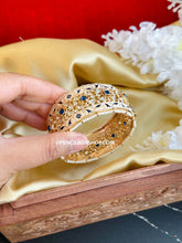 Load image into Gallery viewer, Blue Ivory Meenakari tayani 22k gold plated Board Statement kada bangle
