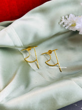 Load image into Gallery viewer, Hindi Alphabet letter gold Brass Earrings
