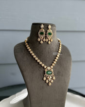 Load image into Gallery viewer, Advik Green 22k Gold plated Tayani Premium Doublet Statement Necklace set
