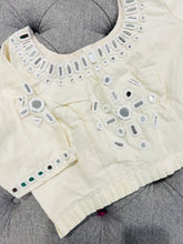 Load image into Gallery viewer, White Handmade Mirror back open Blouse
