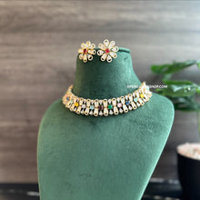 Load image into Gallery viewer, Prisha Golden Multicolor gold plated Tayani Choker Necklace set.
