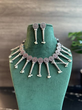 Load image into Gallery viewer, German Silver ruby Statement Necklace set
