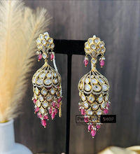 Load image into Gallery viewer, 22k gold plated Tayani Ruby Gold plated Victorian Earrings

