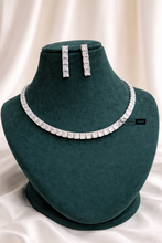 Load image into Gallery viewer, Silver Square Dainty Solitaire Shiny premium Necklace set
