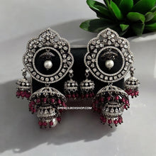 Load image into Gallery viewer, American Diamond Victorian Jhumka Dangling Earrings
