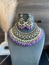 Load image into Gallery viewer, Purple Golden moissanite Premium  Statement Necklace set
