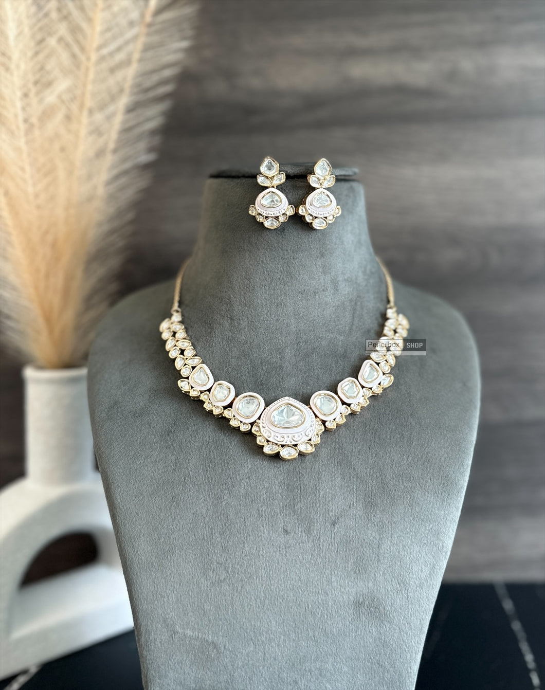 Gauri Enamel Pink 22k gold plated Tayani Premium Necklace set